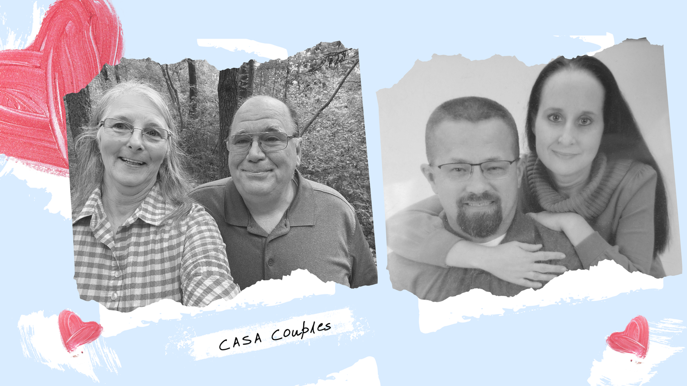 Couples of CASA. Hearts. Jeff and Helen Stemmer. James and Angela Hardin. 